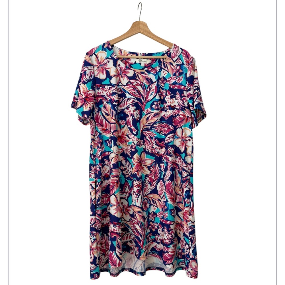 Aryeh Short Sleeve Dress XL Tropical Print